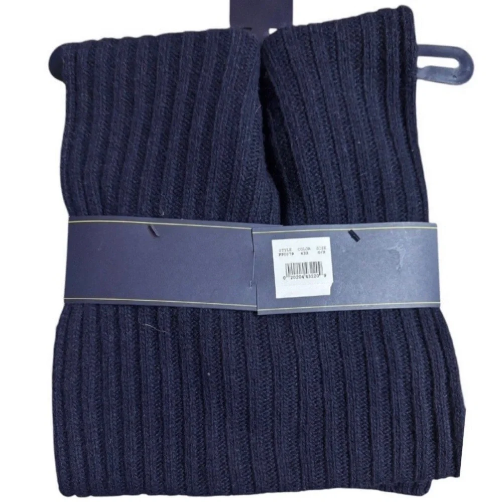 POLO RALPH LAUREN Navy Rib Knit Hat & Scarf Set with Red Embroidered Pony NWT